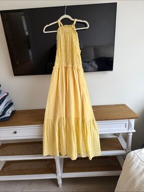 Sea New York Yellow Tiered Midi Dress